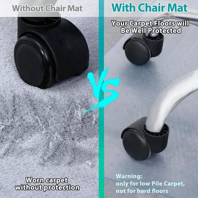 Alt view image 4 of 7 - Office Chair Mat for Carpeted Floor 48 x 36 Clear Floor Protector Mat Anti Slip Computer Desk Chair Mat for Home Office