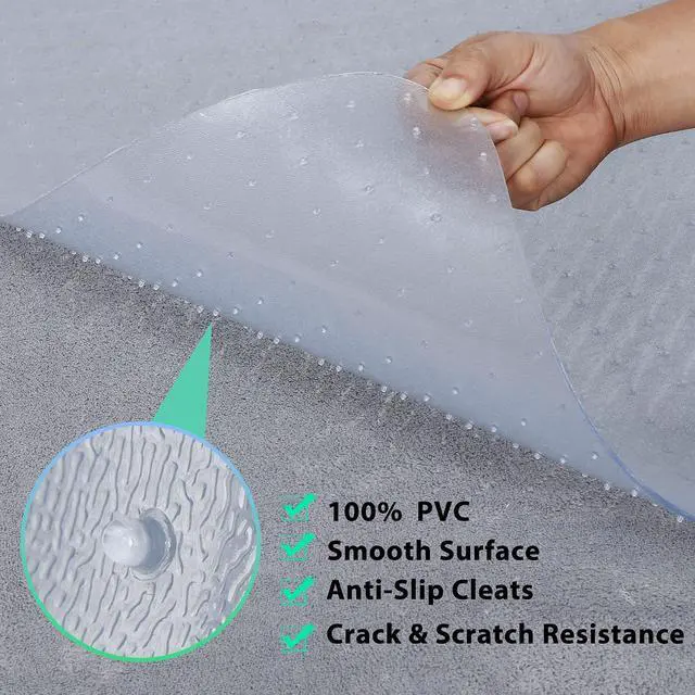 Alt view image 2 of 7 - Office Chair Mat for Carpeted Floor 46 x 60 Clear Floor Protector Mat Anti Slip Computer Desk Chair Mat for Home Office (46 x 60 Rectangular)