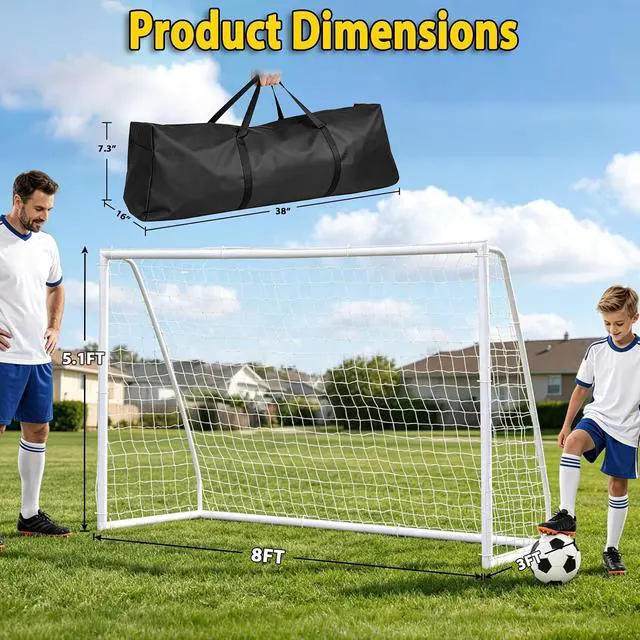 Alt view image 2 of 7 - Portable Soccer Goal Football Net with Steel Frame for Adults & Kids Backyard Shooting Practice, Outdoor Training Goals, Easy Setup Tournament Equipment