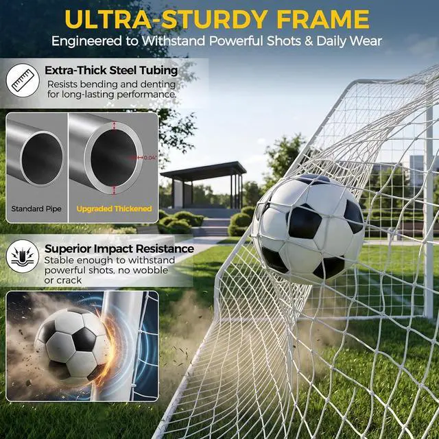 Alt view image 4 of 7 - Portable Soccer Goal Football Net with Steel Frame for Adults & Kids Backyard Shooting Practice, Outdoor Training Goals, Easy Setup Tournament Equipment