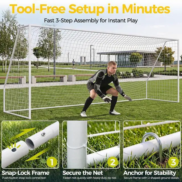 Alt view image 3 of 7 - Portable Soccer Goal Football Net with Steel Frame for Adults & Kids Backyard Shooting Practice, Outdoor Training Goals, Easy Setup Tournament Equipment