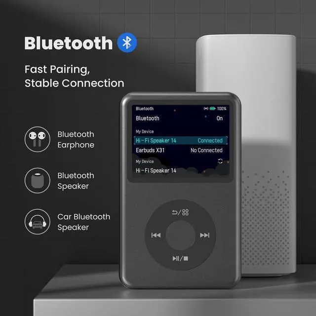 Alt view image 3 of 7 - 1TB Mp3 Player with Bluetooth Y1 Portable Music Digital Players Supports Playlist Audiobook Video Nice Gadget for Kids Black