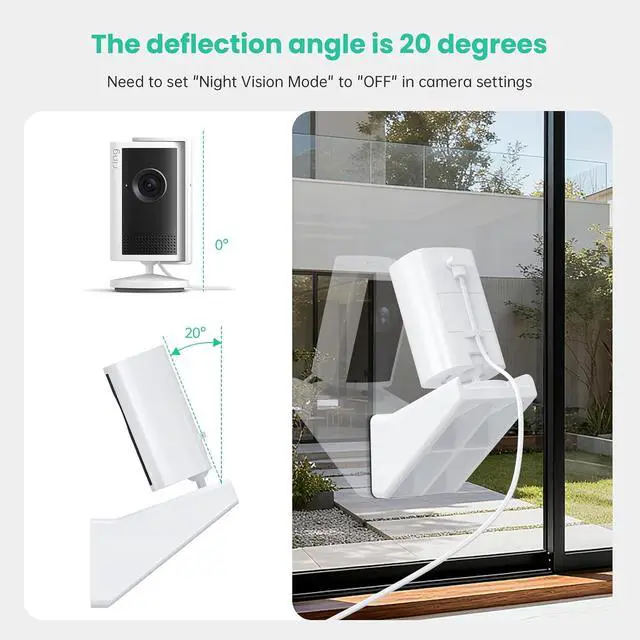 Alt view image 4 of 7 - ® Window Mount for Ring Indoor Cam Plus (New-est Model) Bracket | 20° Tilt Adjustable Silicone Mount with Strong Heat-resistant Adhesive, Easy Installation, No Glare Glass Camera Holder