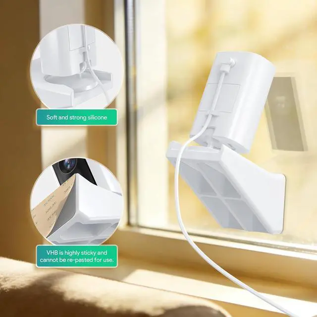 Alt view image 5 of 7 - ® Window Mount for Ring Indoor Cam Plus (New-est Model) Bracket | 20° Tilt Adjustable Silicone Mount with Strong Heat-resistant Adhesive, Easy Installation, No Glare Glass Camera Holder