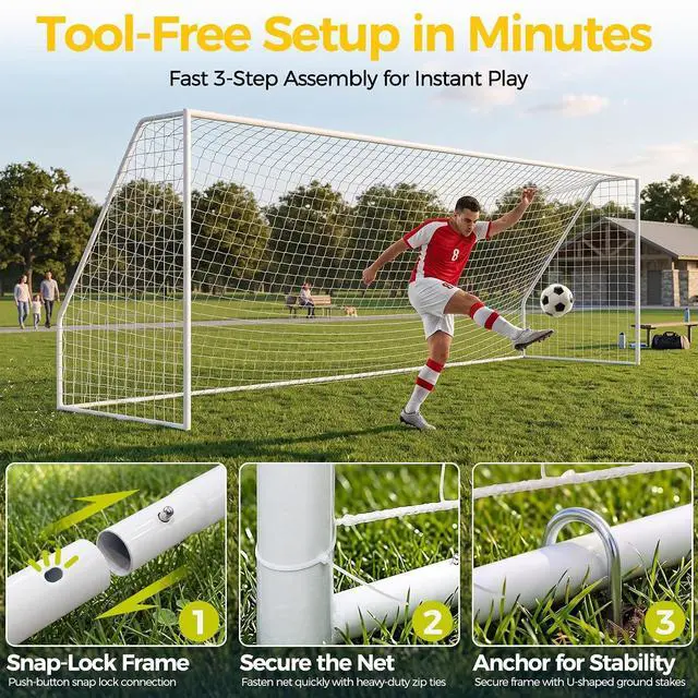 Alt view image 3 of 7 - Portable Soccer Goal Football Net with Steel Frame for Adults & Kids Backyard Shooting Practice, Outdoor Training Goals, Easy Setup Tournament Equipment