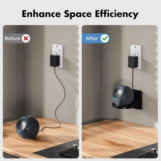 Alt view image 4 of 7 - Wall Mount for Dot Max, Built-in Cable Management, Space-Saving Design, Easy Setup, ABS Dot Max Stand Holder for Dot (6th Gen, 2025 Release) Wood, Drywall, and Concrete Walls, Graphite
