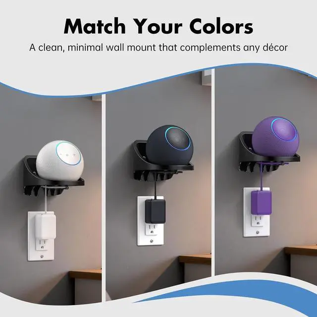 Alt view image 6 of 7 - Wall Mount for Dot Max, Built-in Cable Management, Space-Saving Design, Easy Setup, ABS Dot Max Stand Holder for Dot (6th Gen, 2025 Release) Wood, Drywall, and Concrete Walls, Graphite