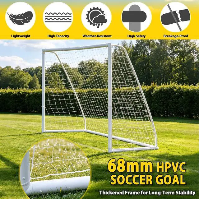 Alt view image 4 of 7 - Portable Soccer Goal Football Net with Steel Frame for Adults & Kids Backyard Shooting Practice, Outdoor Training Goals, Easy Setup Tournament Equipment