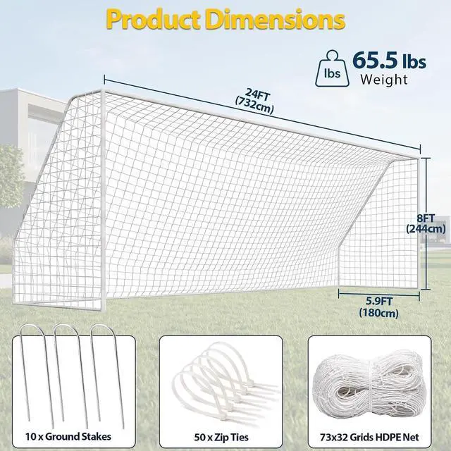 Alt view image 7 of 7 - Portable Soccer Goal Football Net with Steel Frame for Adults & Kids Backyard Shooting Practice, Outdoor Training Goals, Easy Setup Tournament Equipment