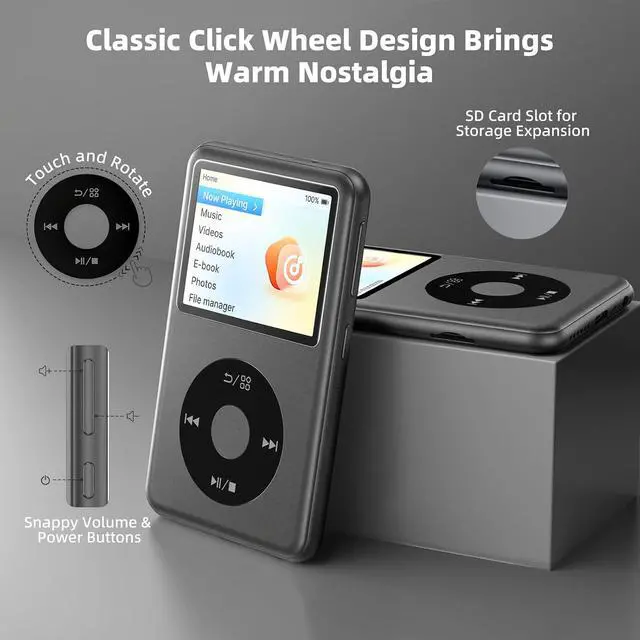 Alt view image 2 of 7 - 64GB Mp3 Player with Bluetooth, Lossless DSD DAC FLAC Support, Y2 Classic Dedicated Music Player with Playlists, Nostalgia Design, Supports up to 2TB Black