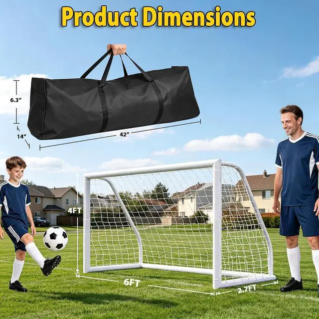 Alt view image 4 of 7 - Portable Soccer Goal Football Net with Steel Frame for Adults & Kids Backyard Shooting Practice, Outdoor Training Goals, Easy Setup Tournament Equipment