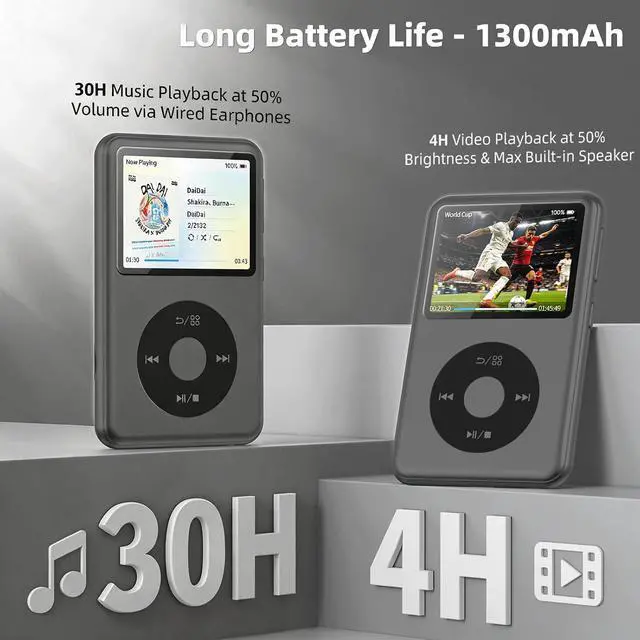 Alt view image 6 of 7 - 64GB Mp3 Player with Bluetooth, Lossless DSD DAC FLAC Support, Y2 Classic Dedicated Music Player with Playlists, Nostalgia Design, Supports up to 2TB Black