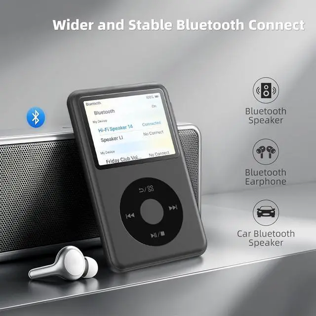 Alt view image 7 of 7 - 64GB Mp3 Player with Bluetooth, Lossless DSD DAC FLAC Support, Y2 Classic Dedicated Music Player with Playlists, Nostalgia Design, Supports up to 2TB Black