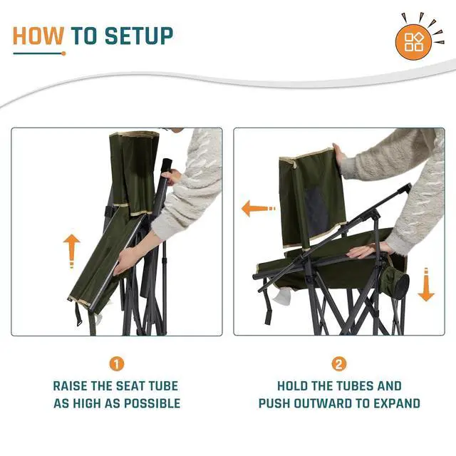 Alt view image 7 of 7 - Oversized Heavy Duty Camping Chairs for Adults 400LBS Capacity | Portable Folding Lawn Chair with Airflow Backrest, Durable Steel Frame, Cup Holder, Carry Bag for Outdoor, Sports, Fishing