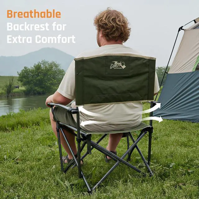 Alt view image 5 of 7 - Oversized Heavy Duty Camping Chairs for Adults 400LBS Capacity | Portable Folding Lawn Chair with Airflow Backrest, Durable Steel Frame, Cup Holder, Carry Bag for Outdoor, Sports, Fishing
