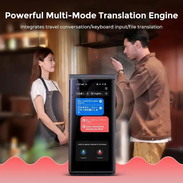 Alt view image 4 of 7 - PR1 AI Voice Recorder, Transcription & Translation with AI, 3.99 inch 64GB Smart Summarize, Offline AI Processing Note Taker for Meeting & Lectures, Translation for Business Travel, Black