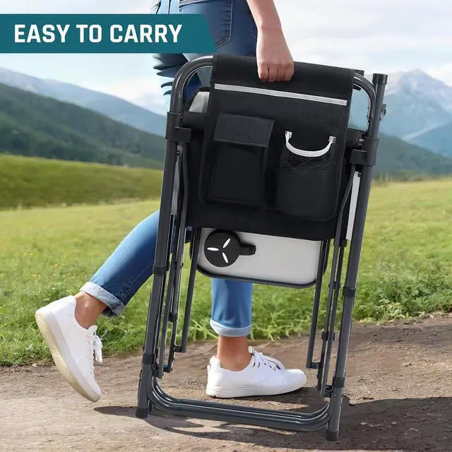 Alt view image 7 of 7 - Camping Directors Chair with Side Table & Breeze Mesh Backrest | Oversized Heavy Duty Lawn Chairs with Pocket, 1-Step Setup Portable Folding Camp Chair for Beach, Sports, Fishing, Tailgating