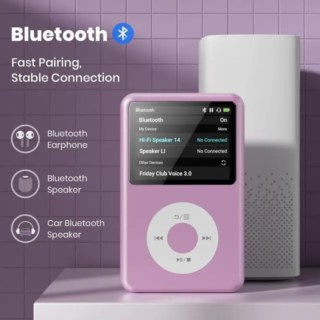 Alt view image 3 of 7 - MP3 Player with Bluetooth Y1 64GB Video EBOOK Purple