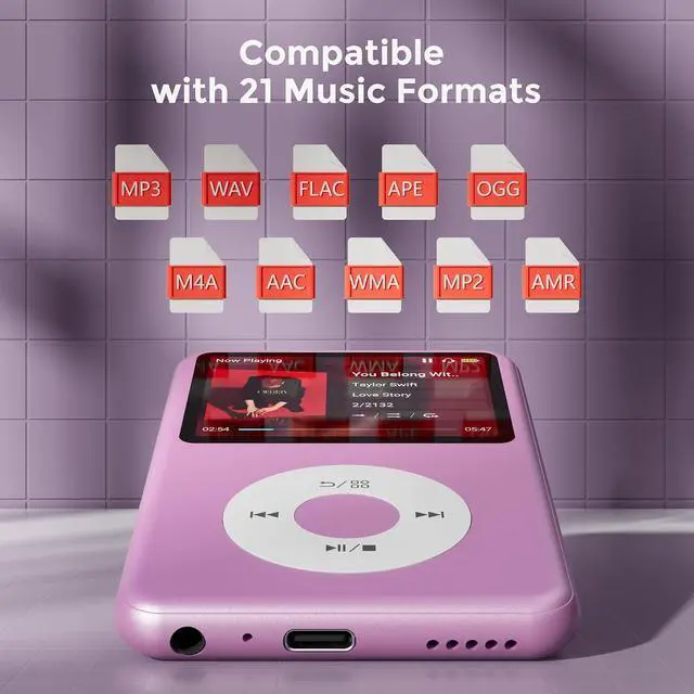 Alt view image 4 of 7 - MP3 Player with Bluetooth Y1 64GB Video EBOOK Purple