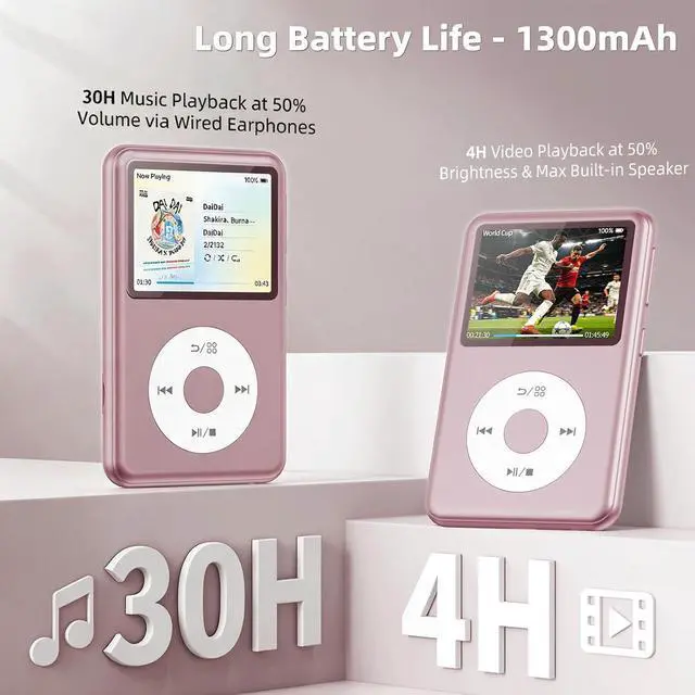 Alt view image 5 of 7 - Y2 Mp3 Player with Bluetooth, Lossless DSD DAC FLAC Support, Portable 8GB Classic Dedicated Audio Music Player with Playlists, Supports up to 2TB Pink