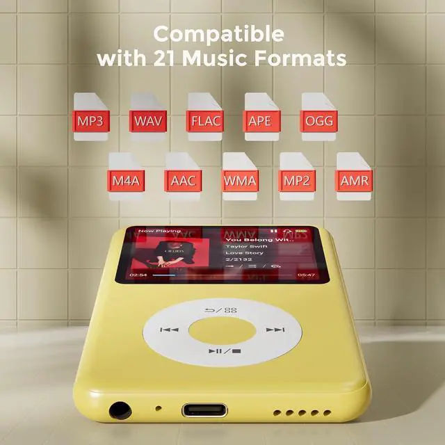 Alt view image 4 of 7 - Mp3 Player with Bluetooth Y1 Portable Music Digital Players Supports Playlist Audiobook Video Nice Gadget for Kids Lemon