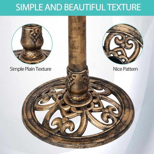 Alt view image 6 of 7 - 28 Inch Height Pedestal Bird Bath - Antique Green Resin Birdbath for Vintage Decoration in Outdoor Garden Courtyard