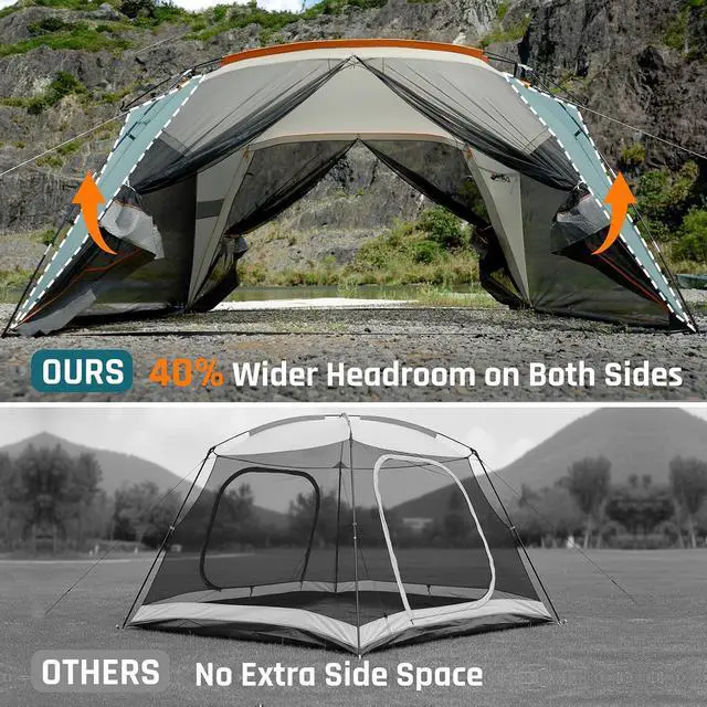 Alt view image 4 of 7 - Screen House Tent 12x12 FT with Mesh Walls & 2 Zipper Doors | Portable Sunshade Screen Room Canopy Shelter with Carry Bay, Outdoor Gazebo for 10 People Backyard Picnic Camping Patio Beach