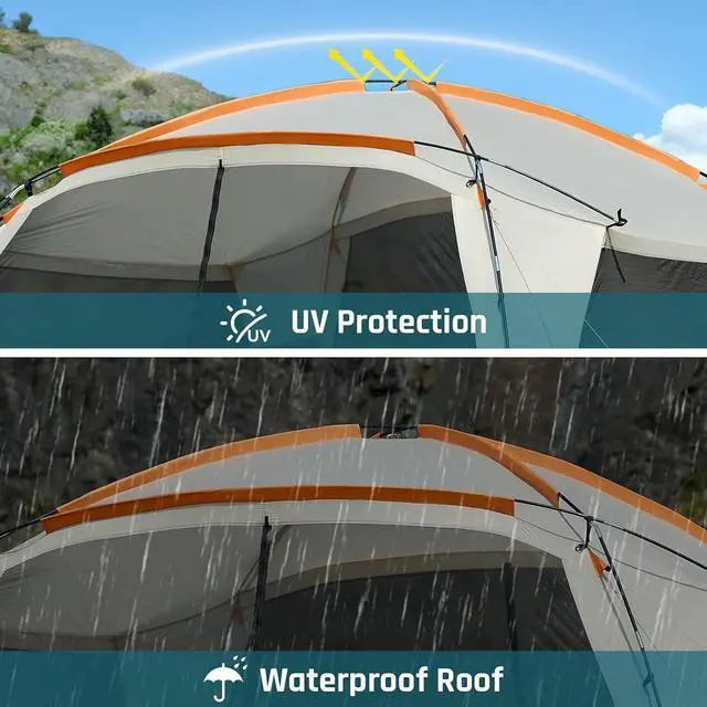 Alt view image 5 of 7 - Screen House Tent 12x12 FT with Mesh Walls & 2 Zipper Doors | Portable Sunshade Screen Room Canopy Shelter with Carry Bay, Outdoor Gazebo for 10 People Backyard Picnic Camping Patio Beach