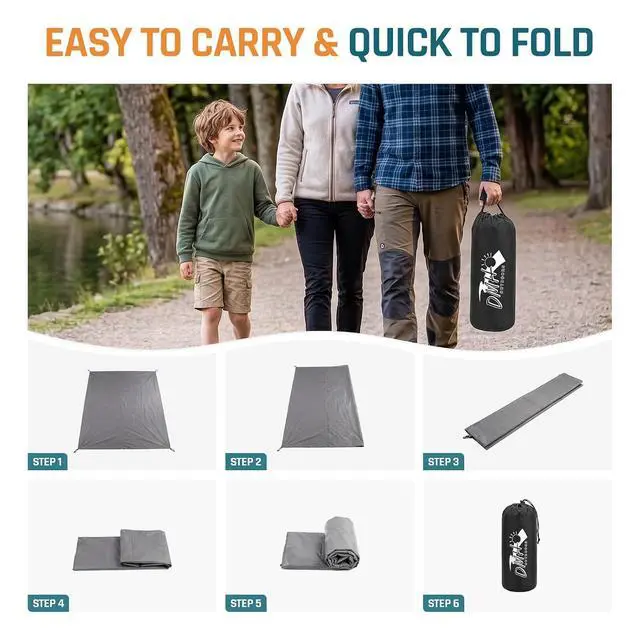 Alt view image 5 of 7 - 13x9FT Tent Footprint Waterproof Camping Tarp for Screen House | Portable Heavy Duty PU3000MM Tent Floor with Storage Bag, Tent Tarp for Picnic, Hiking, Backpacking, Hammock, Beach, Gray