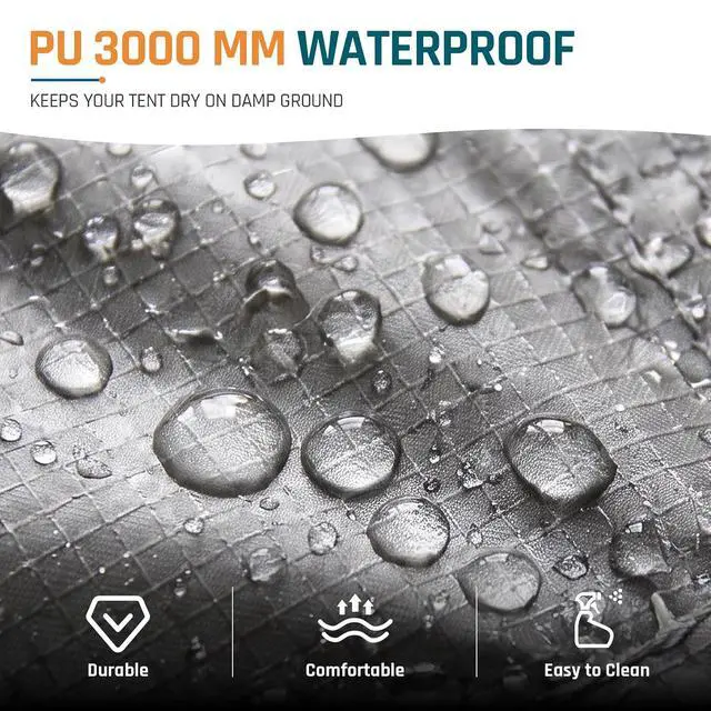 Alt view image 3 of 7 - 13x9FT Tent Footprint Waterproof Camping Tarp for Screen House | Portable Heavy Duty PU3000MM Tent Floor with Storage Bag, Tent Tarp for Picnic, Hiking, Backpacking, Hammock, Beach, Gray