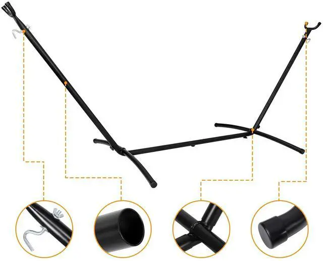 Alt view image 4 of 7 - Adjustable Hammock Stand 9FT Easy Assembly, Heavy Duty Steel Anti-Slip Feet | Adjustable Design