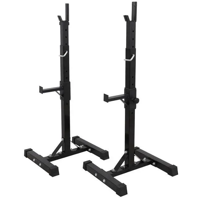 Alt view image 2 of 7 - Adjustable Squat Rack Stands 40"-66" Pair Bench Press Rack for Home Gym Sturdy Steel Barbell Dumbbell Rack Stands 550Lbs