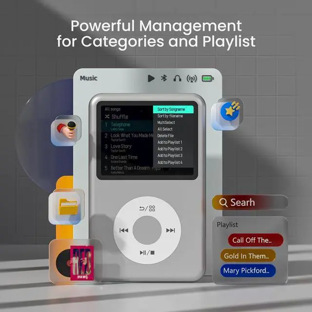 Alt view image 2 of 7 - MP3 Player with Bluetooth Y1 128GB Video EBOOK Silver
