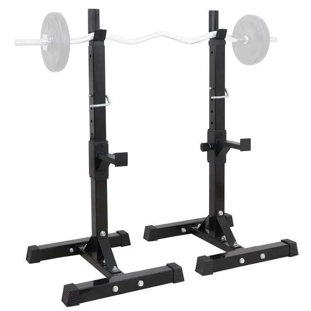 Alt view image 3 of 7 - Adjustable Squat Rack Stands 40"-66" Pair Bench Press Rack for Home Gym Sturdy Steel Barbell Dumbbell Rack Stands 550Lbs