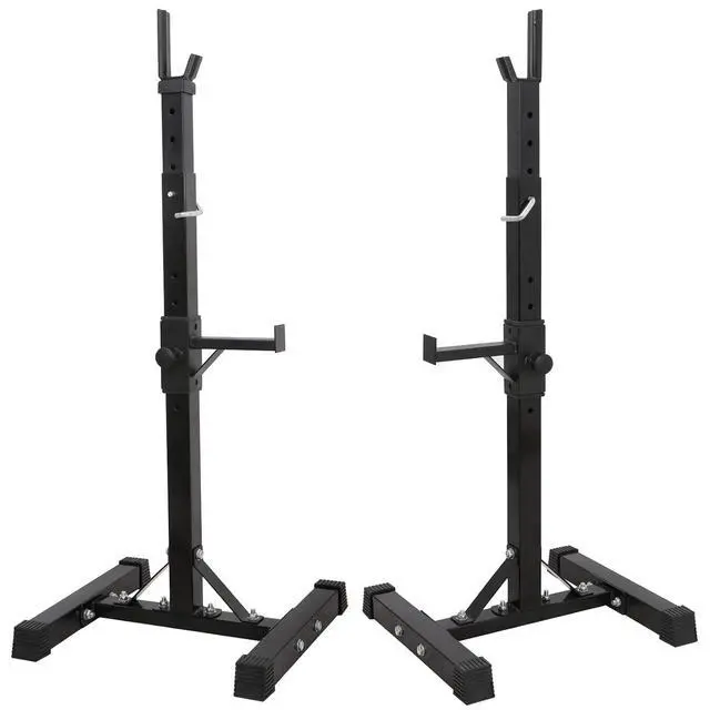 Alt view image 4 of 7 - Adjustable Squat Rack Stands 40"-66" Pair Bench Press Rack for Home Gym Sturdy Steel Barbell Dumbbell Rack Stands 550Lbs