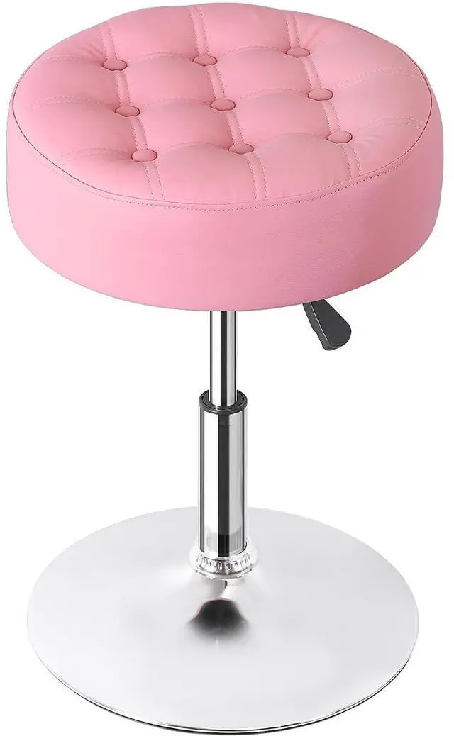Main image of Vanity Chair Stool Modern Tufted Round Ottoman Stool Swivel Makeup Chair for Bathroom Bedroom Living Room (Pink)