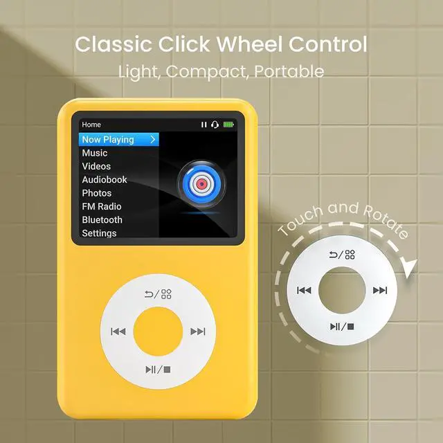 Alt view image 6 of 7 - Mp3 Player with Bluetooth Y1 Portable Music Digital Players Supports Playlist Audiobook Video Nice Gadget for Kids Yellow