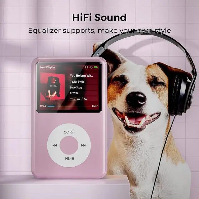 Alt view image 6 of 7 - 64Gb Mp3 Player with Bluetooth Y1 Portable Music Digital Players Supports Playlist Audiobook Video Nice Gadget for Kids Pink