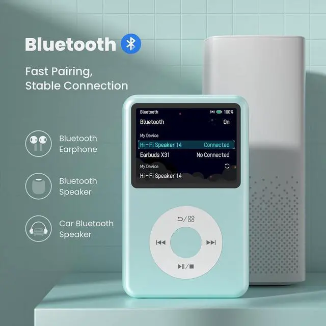 Alt view image 3 of 7 - Mp3 Player with Bluetooth Y1 Portable Music Digital Players Supports Playlist Audiobook Video Nice Gadget for Kids Teal