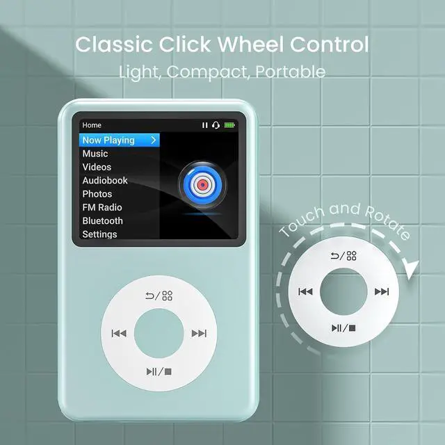 Alt view image 6 of 7 - Mp3 Player with Bluetooth Y1 Portable Music Digital Players Supports Playlist Audiobook Video Nice Gadget for Kids Teal