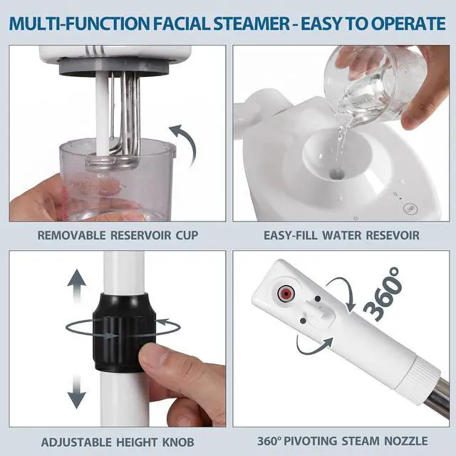 Alt view image 3 of 7 - Professional Facial Steamer On Wheels Ionic Ozone with Hot Mist Function Stand Facial Steamer for Personal Home Salon Spa Skin Cleaning