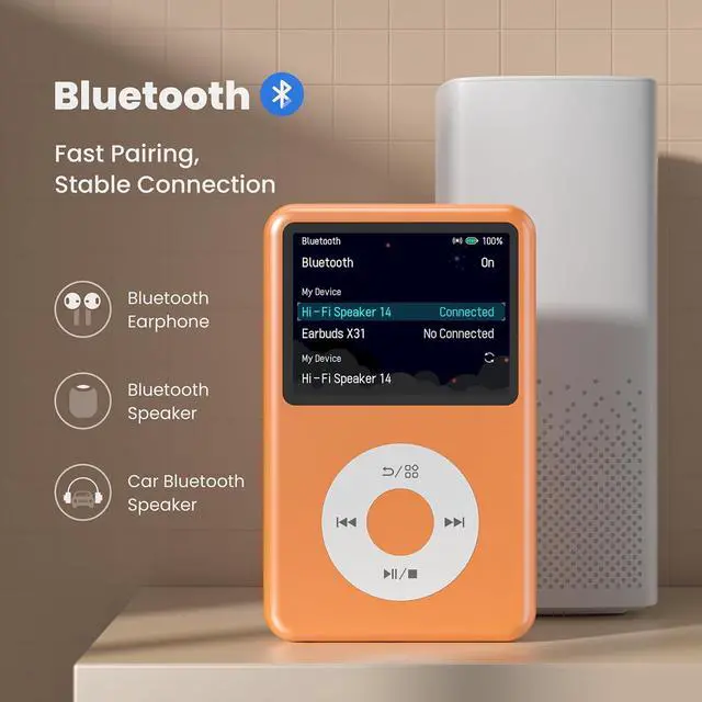 Alt view image 3 of 7 - Mp3 Player with Bluetooth Y1 Portable Music Digital Players Supports Playlist Audiobook Video Nice Gadget for Kids Orange