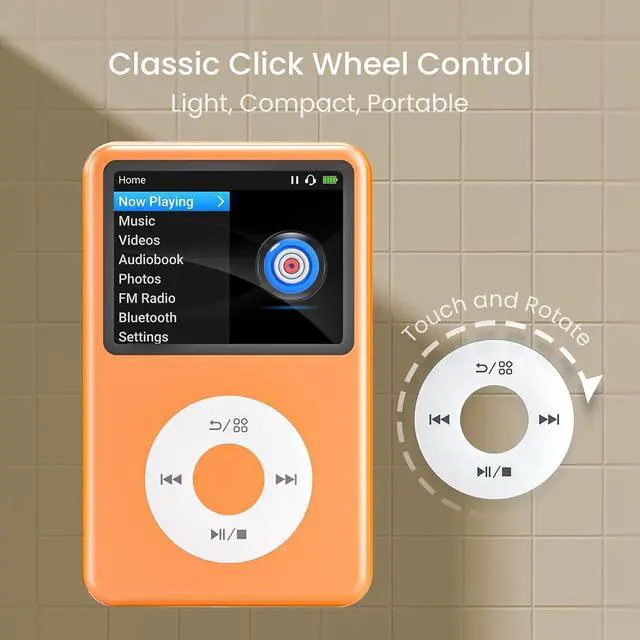 Alt view image 6 of 7 - Mp3 Player with Bluetooth Y1 Portable Music Digital Players Supports Playlist Audiobook Video Nice Gadget for Kids Orange