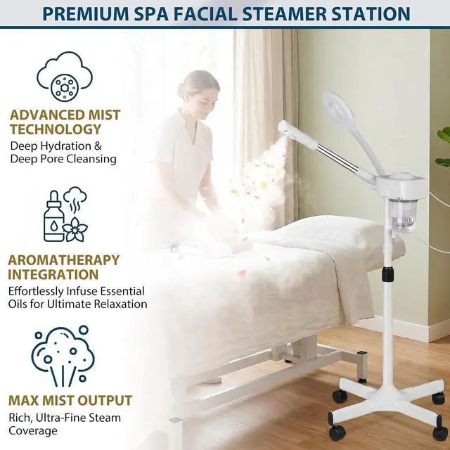 Alt view image 2 of 7 - Professional 2 in 1 Facial Steamer for Face Deep Cleaning Ozone Face Steamer with 5X Magnifying Lamp Hot Mist Function for Salon Spa Home Beauty Equipment