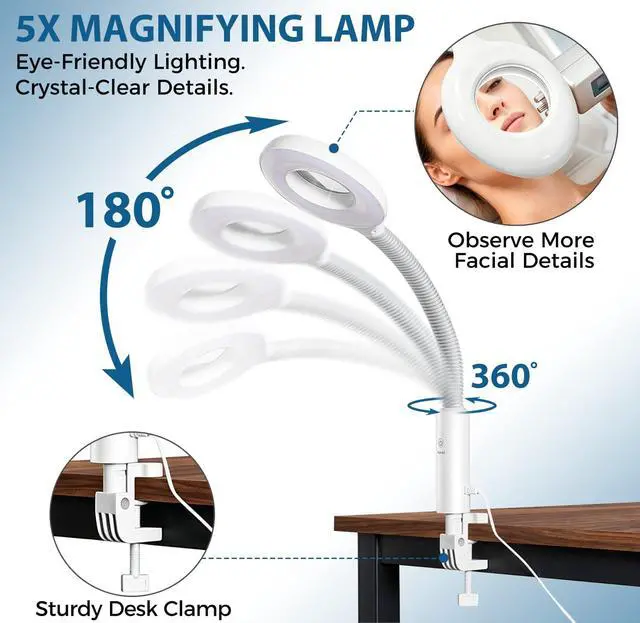 Alt view image 6 of 7 - Professional 2 in 1 Facial Steamer for Face Deep Cleaning Ozone Face Steamer with 5X Magnifying Lamp Hot Mist Function for Salon Spa Home Beauty Equipment