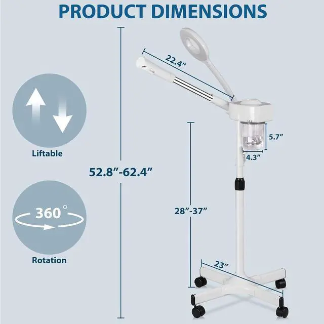 Alt view image 5 of 7 - Professional 2 in 1 Facial Steamer for Face Deep Cleaning Ozone Face Steamer with 5X Magnifying Lamp Hot Mist Function for Salon Spa Home Beauty Equipment
