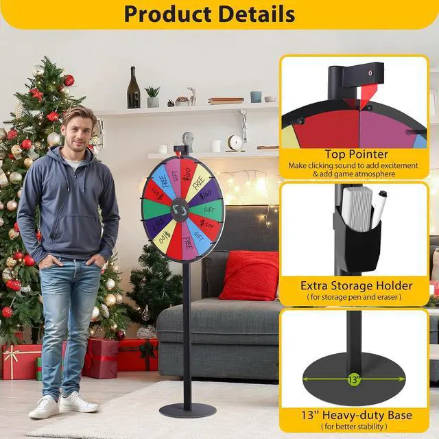 Alt view image 4 of 7 - 24-Inch Spinning Prize Wheel, Heavy-Duty Spinning Wheel with 14 Slots Spinning Wheel for Fortune Spinning Game Carnival & Tradeshow, Classic Series