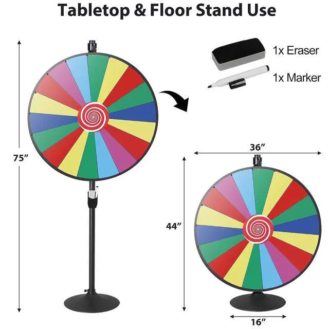 Alt view image 7 of 7 - 36-Inch Spinning Prize Wheel, Heavy-Duty Spinning Wheel with 18 Slots Spinning Wheel for Fortune Spinning Game Carnival & Tradeshow, Classic Series