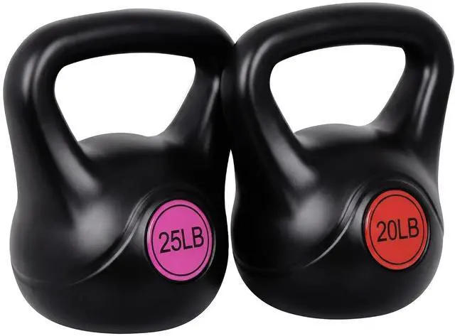 Main image of Kettlebell Set with Wide Grip Flat Base 5lb, 10lb, 15lb, 20lb, 25lb for Home Gym Exercise Weightlifting Strength Core Training Fitness