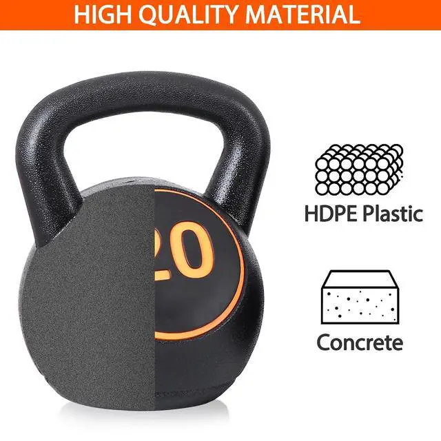 Alt view image 6 of 7 - Kettlebell Set with Storage Rack 5lb, 10lb, 15lb, 20lb Concrete for Home Gym Exercise Weightlifting Strength Core Training Fitness